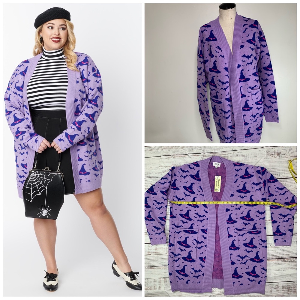 NEW Halloween Plus Size Purple Cardigan Witches Hat by Magnolia Place